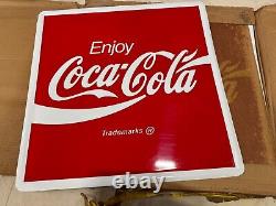 ONE 1990's Enjoy Coca-Cola Coke 24x24 Metal Embossed Advertisement Sign NOS