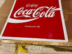 ONE 1990's Enjoy Coca-Cola Coke 24x24 Metal Embossed Advertisement Sign NOS