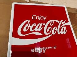 ONE 1990's Enjoy Coca-Cola Coke 24x24 Metal Embossed Advertisement Sign NOS