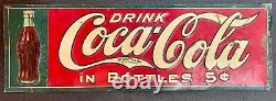 ORIGINAL 1916 COCA COLA METAL TIN SIGN 1920's 1915 BOTTLE ERROR