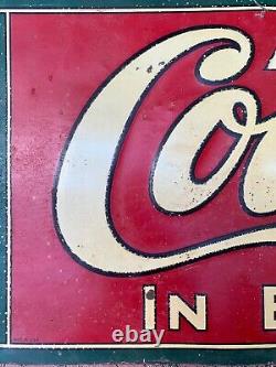 ORIGINAL 1916 COCA COLA METAL TIN SIGN 1920's 1915 BOTTLE ERROR