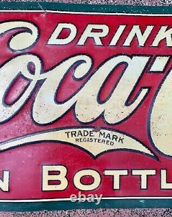 ORIGINAL 1916 COCA COLA METAL TIN SIGN 1920's 1915 BOTTLE ERROR