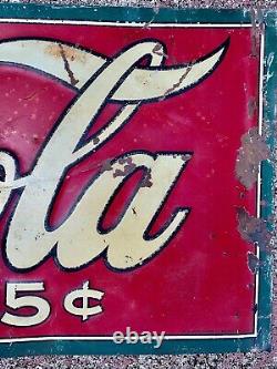 ORIGINAL 1916 COCA COLA METAL TIN SIGN 1920's 1915 BOTTLE ERROR