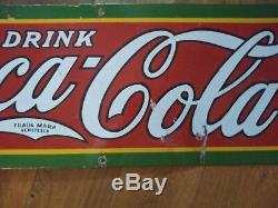 ORIGINAL 1929 DRINK COCA COLA PORCELAIN SIGN. (5 COLOR) awesome patina