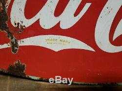 ORIGINAL 1935 Double Sided Porcelain Fountain Services Coca Cola Soda Sign