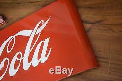 ORIGINAL 1940's 50's PORCELAIN COCA COLA SLED SIGN IN EXCELLENT CONDITION LOOK