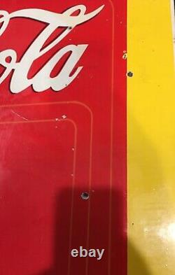 ORIGINAL 1940s DOUBLE SIDED PORCELAIN COCA COLA SODA FOUNTAIN HANGING SIGN