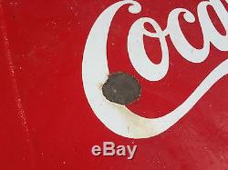 Original 1950's Coca Cola Porcelain Fountain Dispenser Sign Double Sided Rare