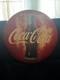 ORIGINAL & AUTHENTIC'' COCA-COLA'' BUTTON METAL SIGN 24 Late 40's Early 50's