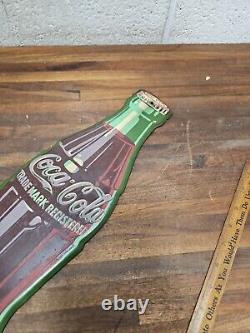 ORIGINAL A-M 1951 Vintage Coca Cola Coke bottle metal sign display 17 tall