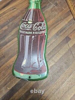 ORIGINAL A-M 1951 Vintage Coca Cola Coke bottle metal sign display 17 tall