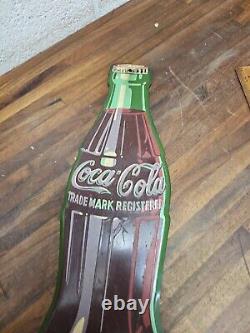 ORIGINAL A-M 1951 Vintage Coca Cola Coke bottle metal sign display 17 tall