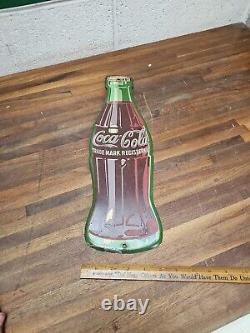 ORIGINAL A-M 1951 Vintage Coca Cola Coke bottle metal sign display 17 tall