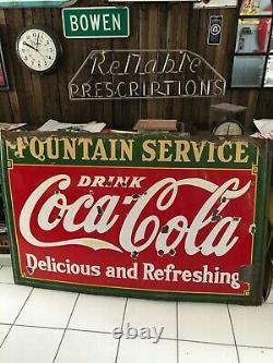 ORIGINAL PORCELAIN ADVERTISING SODA POP SIGN COCA COLA FOUNTAIN SERVICE ships