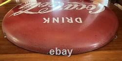 ORIGINAL VINTAGE 36 DRINK COCA COLA PORCELAIN BUTTON SIGN OF GOOD TASTE 1950's