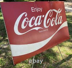 ORIGINAL Vintage Large 66x44 Enjoy Coca Cola Sign Outdoor Sign