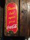 Old COCA-COLA Porcelain Door Push Palm Plate Coke Sign THANKS CALL AGAIN
