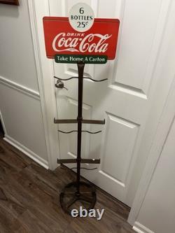 Old Coca Cola Bottle Rack Holder Metal Advertising Sign Topper