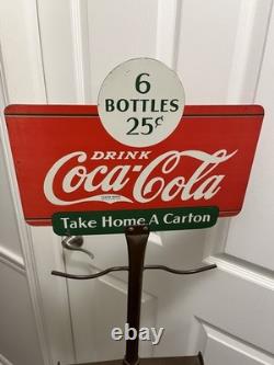 Old Coca Cola Bottle Rack Holder Metal Advertising Sign Topper