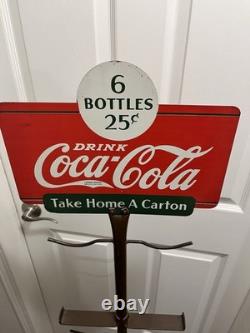 Old Coca Cola Bottle Rack Holder Metal Advertising Sign Topper
