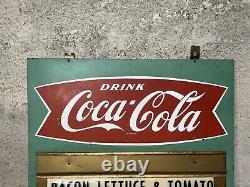 Old Coca Cola Masonite Menu Board Advertising Sign Fishtail Logo