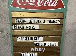 Old Coca Cola Masonite Menu Board Advertising Sign Fishtail Logo