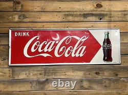 Old Coca Cola Metal Sign 54 withBottle