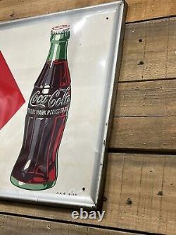 Old Coca Cola Metal Sign 54 withBottle