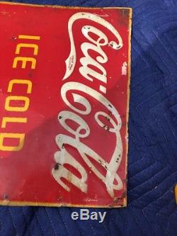 Old Coca Cola Tin Not Porcelain Chalkboard Gas Today Service sign Rare! 48 X 16