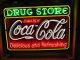 Old Drink Coca Cola / Drug Store Porcelain Sign with Neon 60 W x 46 SSPN