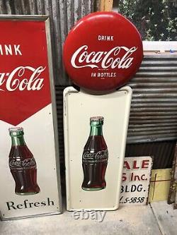 Old & Original Coca-Cola 40 x 16 Pilaster Sign WITH 16 BUTTON