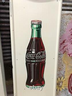 Old & Original Coca-Cola 40 x 16 Pilaster Sign WITH 16 BUTTON
