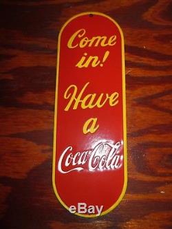Old Original Coca Cola Door Push Porcelain Enamel Sign Coca Cola Porcelain Sign