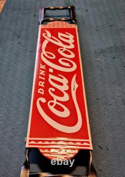 Old Porcelain Coca Cola Door Push, 30 Pull Bar, 1920s Original Porcelain Sign