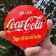 Old Vintage Coca-cola Coke Porcelain Enamel Metal Advertising Soda Door Sign 5