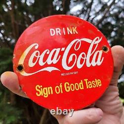 Old Vintage Coca-cola Coke Porcelain Enamel Metal Advertising Soda Door Sign 5