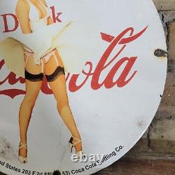 Old Vintage Coca-cola Porcelain Beverage Soda Gas Station 12 Sign Coke Cola