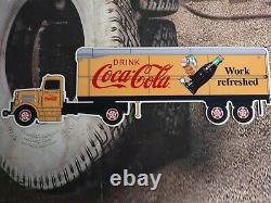 Old Vintage Drink Coca-cola Semi Truck Soda Coke Pop Porcelain Heavy Metal Sign