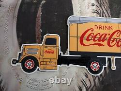 Old Vintage Drink Coca-cola Semi Truck Soda Coke Pop Porcelain Heavy Metal Sign