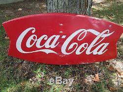 Old and Original Coca Cola Sign, Neat Old Coke Fishtail Sign