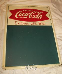 Older Coca Cola Delicious With Food Restaurant Menu Board Fishtail Metal Sign