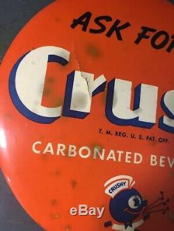 Orange Crush 9 Inch Celluloid Button Sign Crushy Not Coca-Cola Or Pepsi