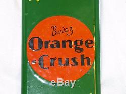 Orange Crush porcelain palm door push bar. 1930s. French! Antique sign
