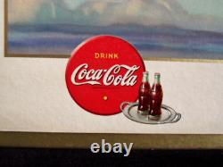 Orig. 1943 COCA-COLA SIGN + hang cord Military U. S. Army Plane VULTEE TRAINER