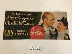 Orig. 1949 COKE Edger Bergen Charlie McCarthy CBS TV Show Coca Cola Paper Sign