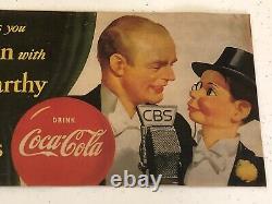 Orig. 1949 COKE Edger Bergen Charlie McCarthy CBS TV Show Coca Cola Paper Sign