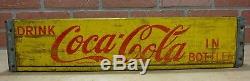 Orig Old DRINK COCA-COLA Wooden Case Box Yellow Red Coke Soda Adv Sign 24 Crate
