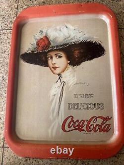 Original 1909 Coca-Cola Hamilton King The Coca-Cola Girl Soda Tray