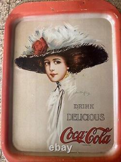 Original 1909 Coca-Cola Hamilton King The Coca-Cola Girl Soda Tray