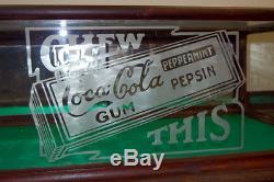 Original 1910s Coca Cola Pepsin Chewing Gum Union Showcase Display Case, Sign